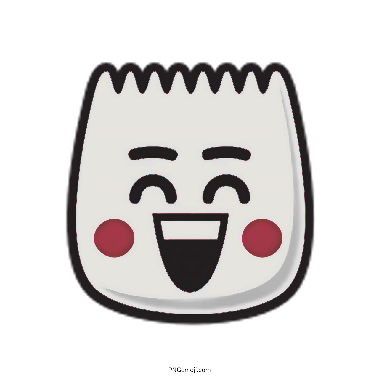 Joyful TikTok Emoji 3D PNG with red cheeks and smiling face, transparent background