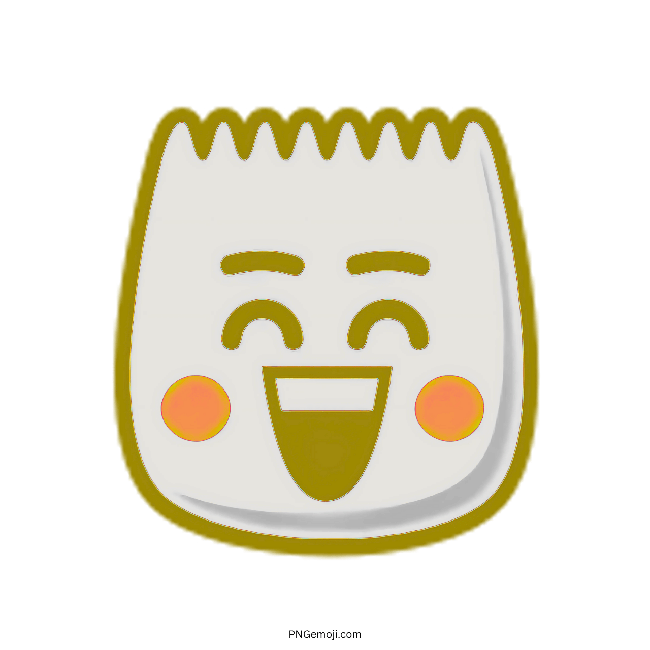 Joyful TikTok Emoji 3D PNG with yellow cheeks and smiling face, transparent background