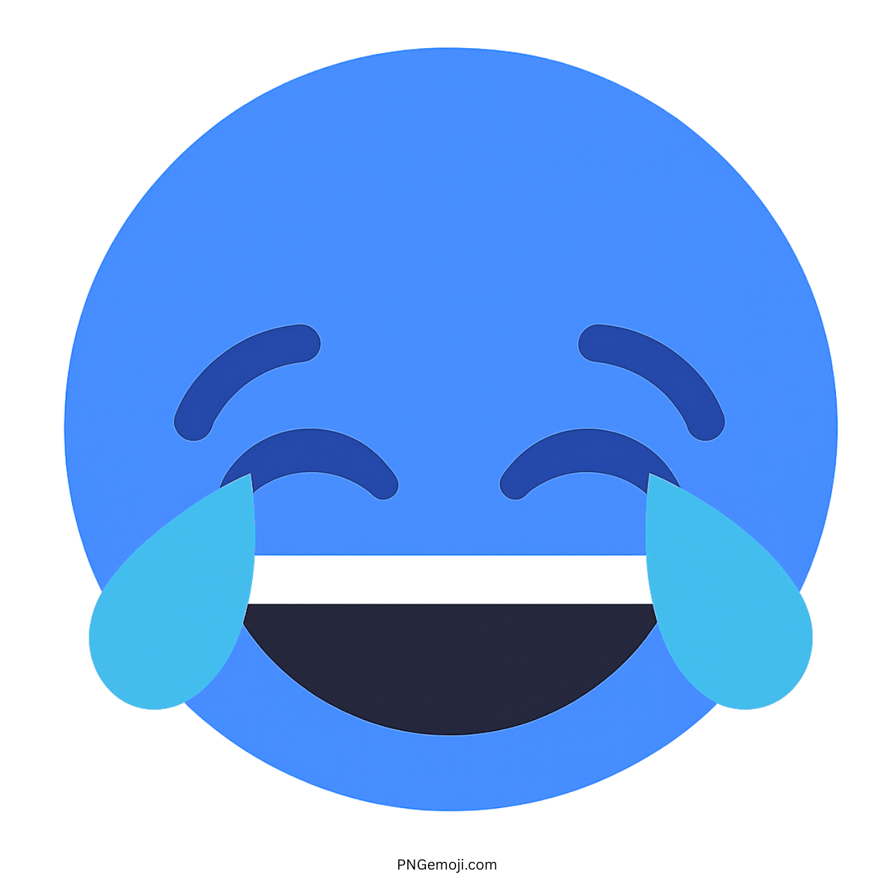 Blue laugh with tears TikTok emoji face PNG with transparent background clipart
