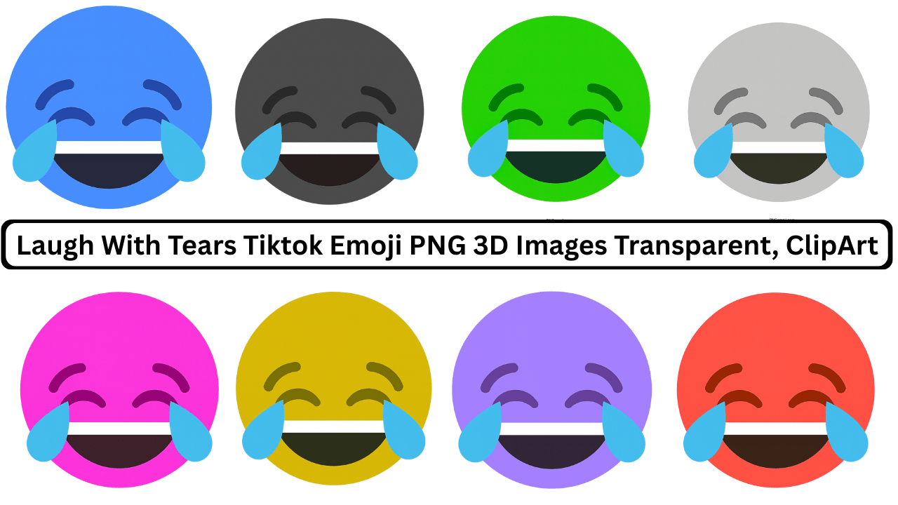 Multicolor 3D laugh with tears TikTok emoji PNG set with transparent background
