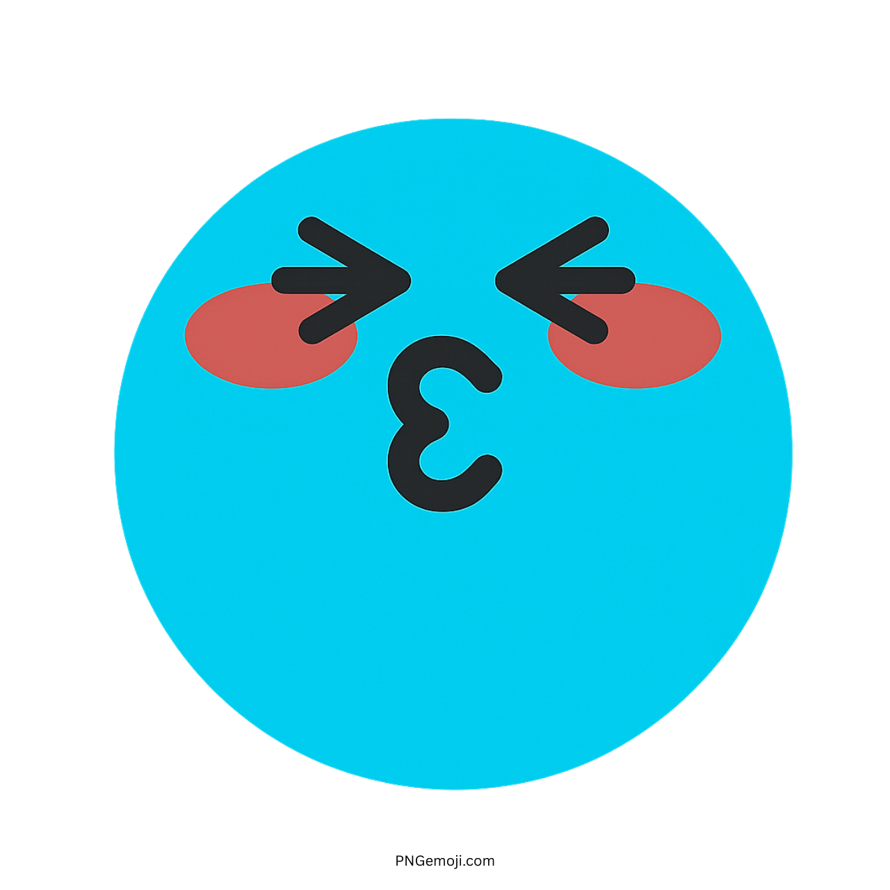 Lovely TikTok blue blushing kiss emoji face with cute lips and rosy cheeks