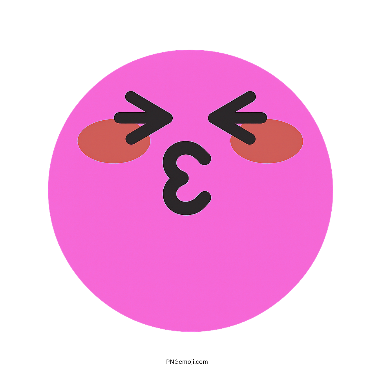 Lovely TikTok pink blushing kiss emoji face with cute puckered lips and rosy cheeks