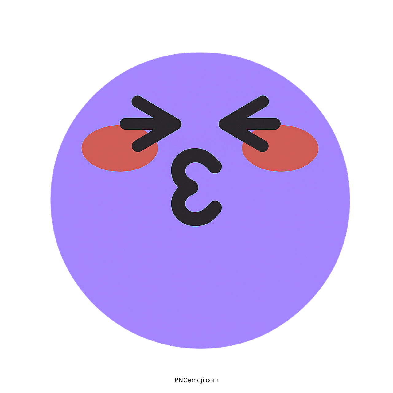 Lovely TikTok purple blushing kiss emoji face with puckered lips and rosy cheeks