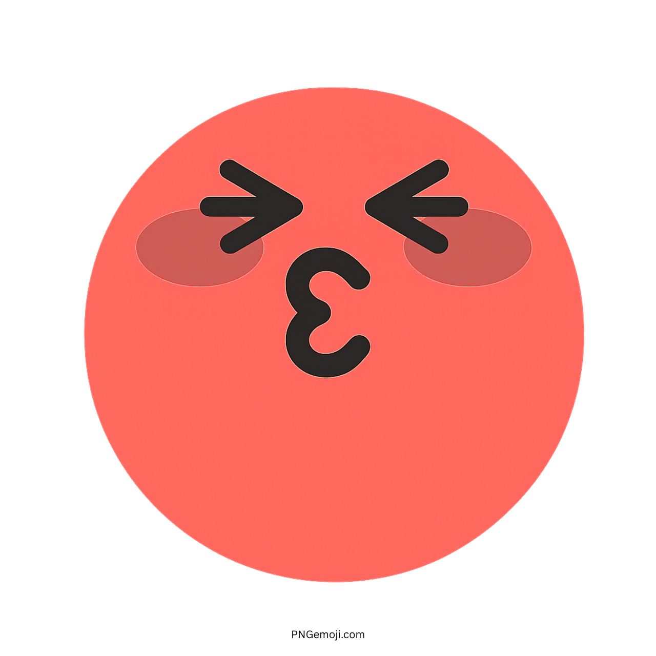 Lovely TikTok red blushing kiss emoji face with cute expression and rosy cheeks