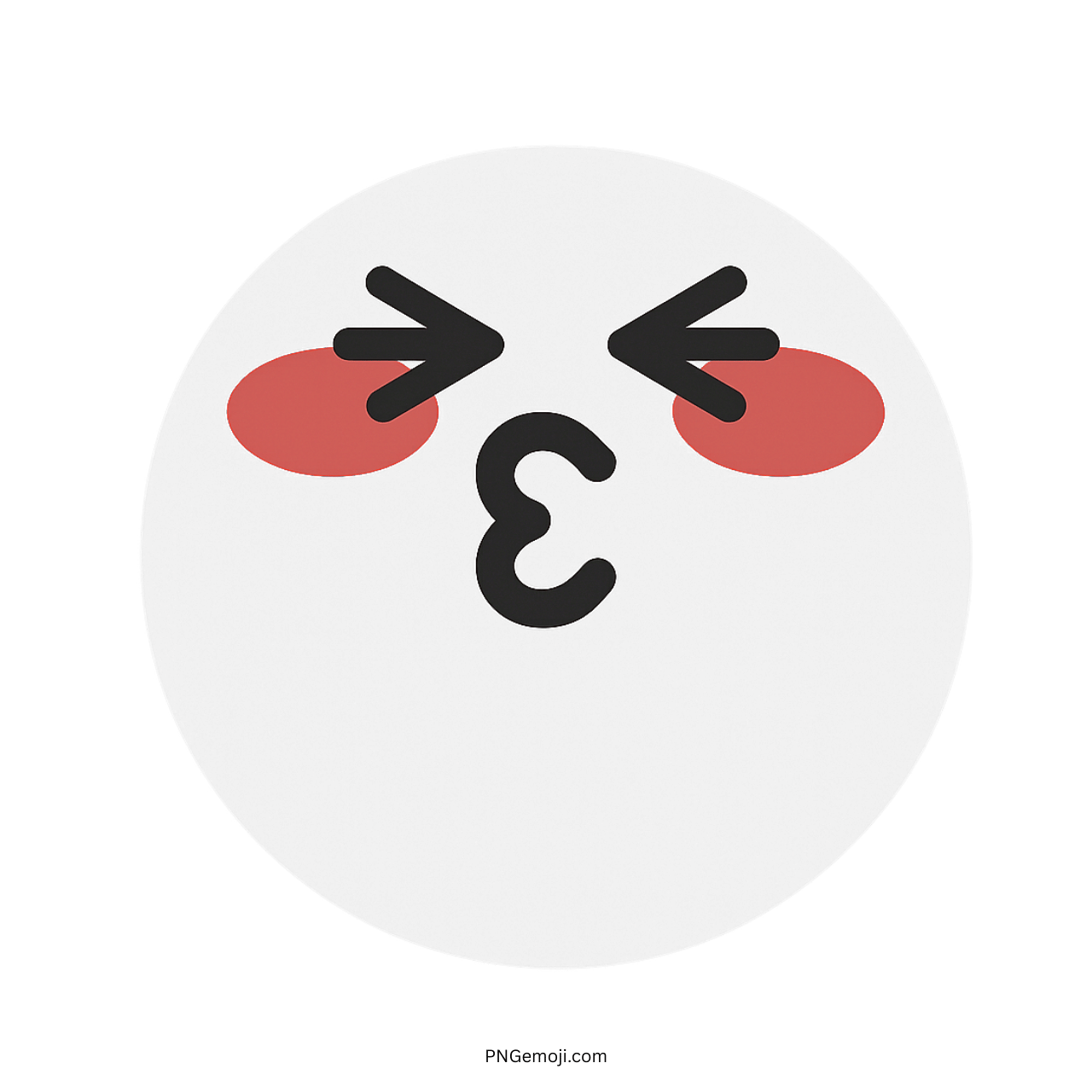 Lovely TikTok white blushing kiss emoji face with puckered lips and rosy cheeks