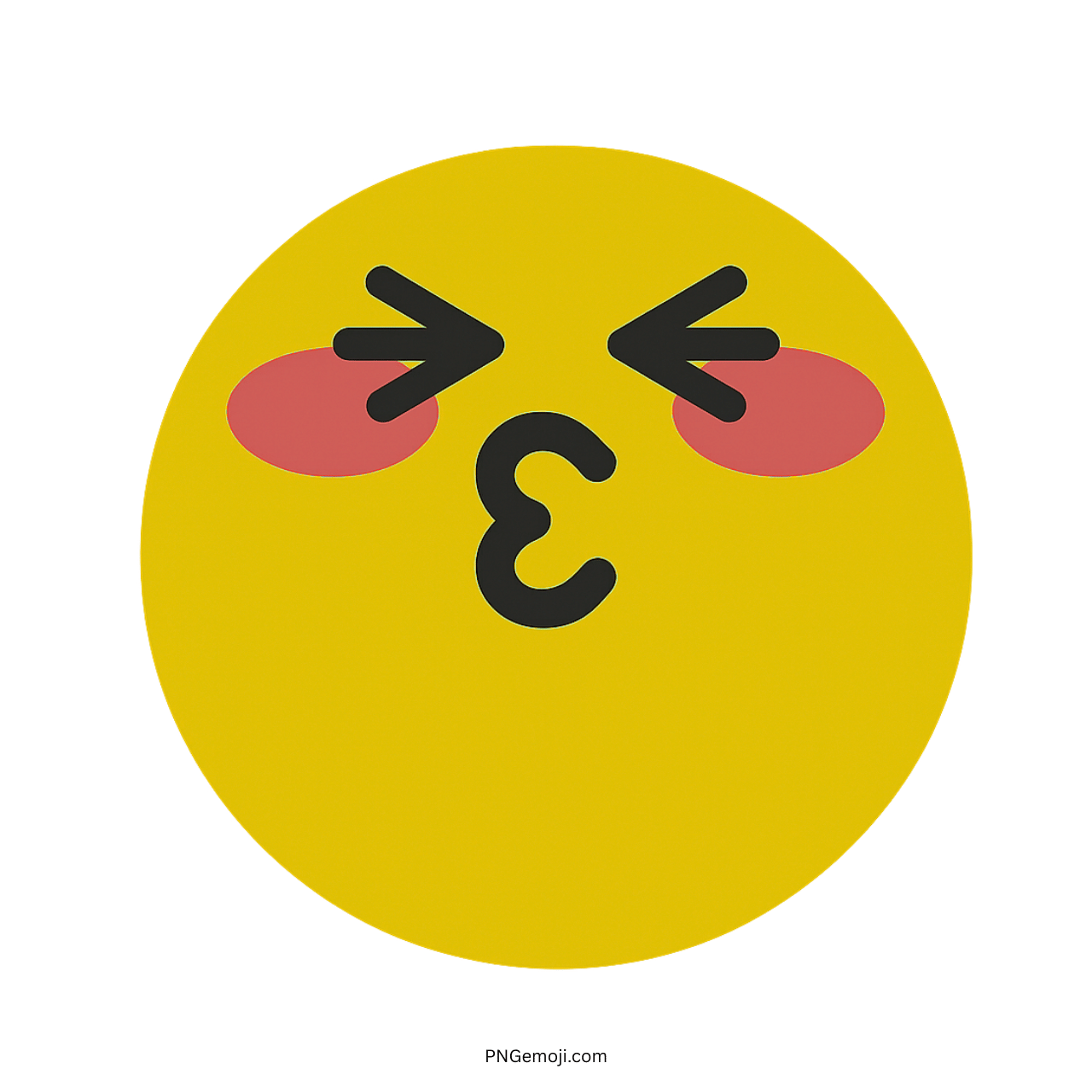 Lovely TikTok yellow blushing kiss emoji face with cute expression transparent background