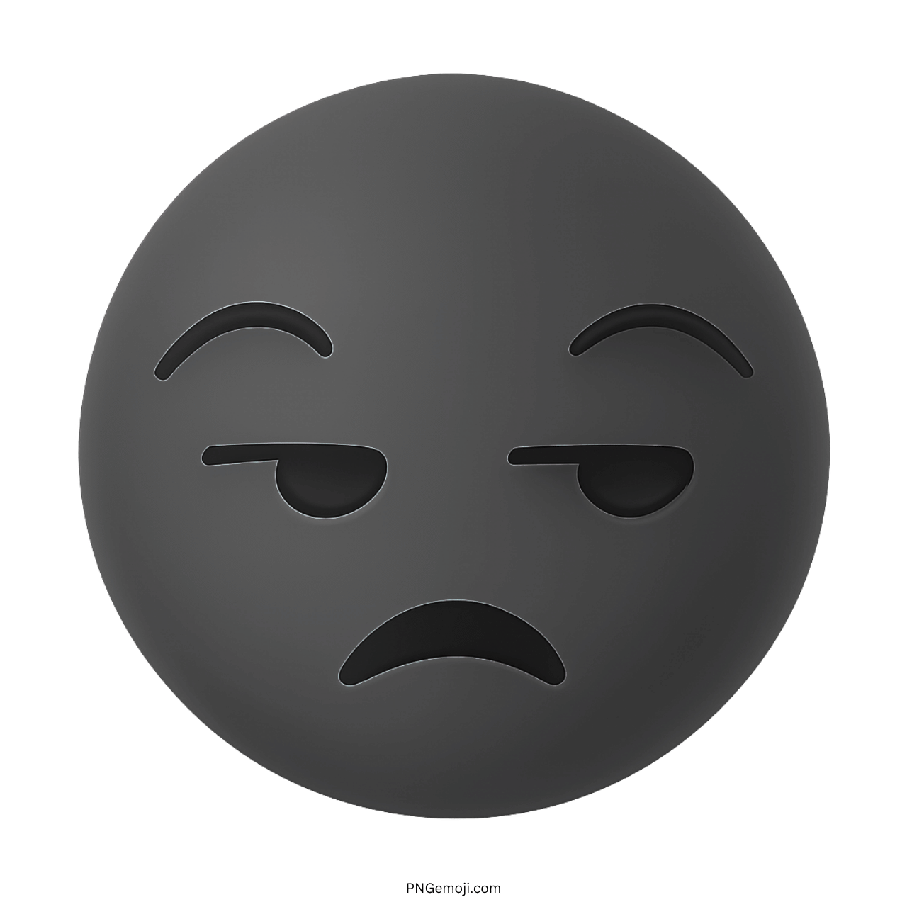 Black "Meh" emoji with a sarcastic and unimpressed expression