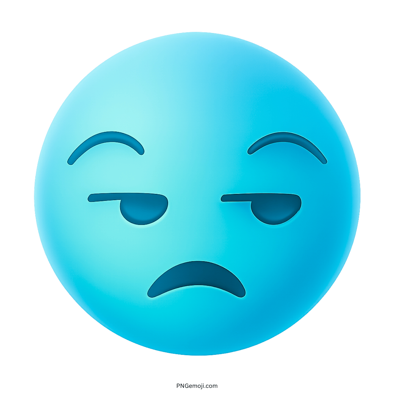 Blue "Meh" emoji with a sarcastic and unimpressed expression