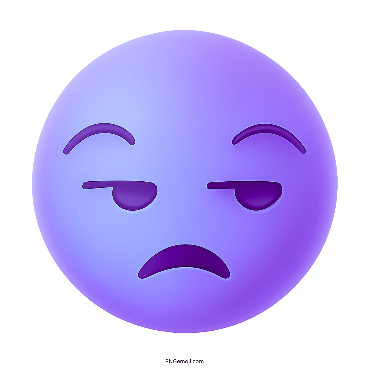 Purple "Meh" emoji with a sarcastic and unimpressed expression