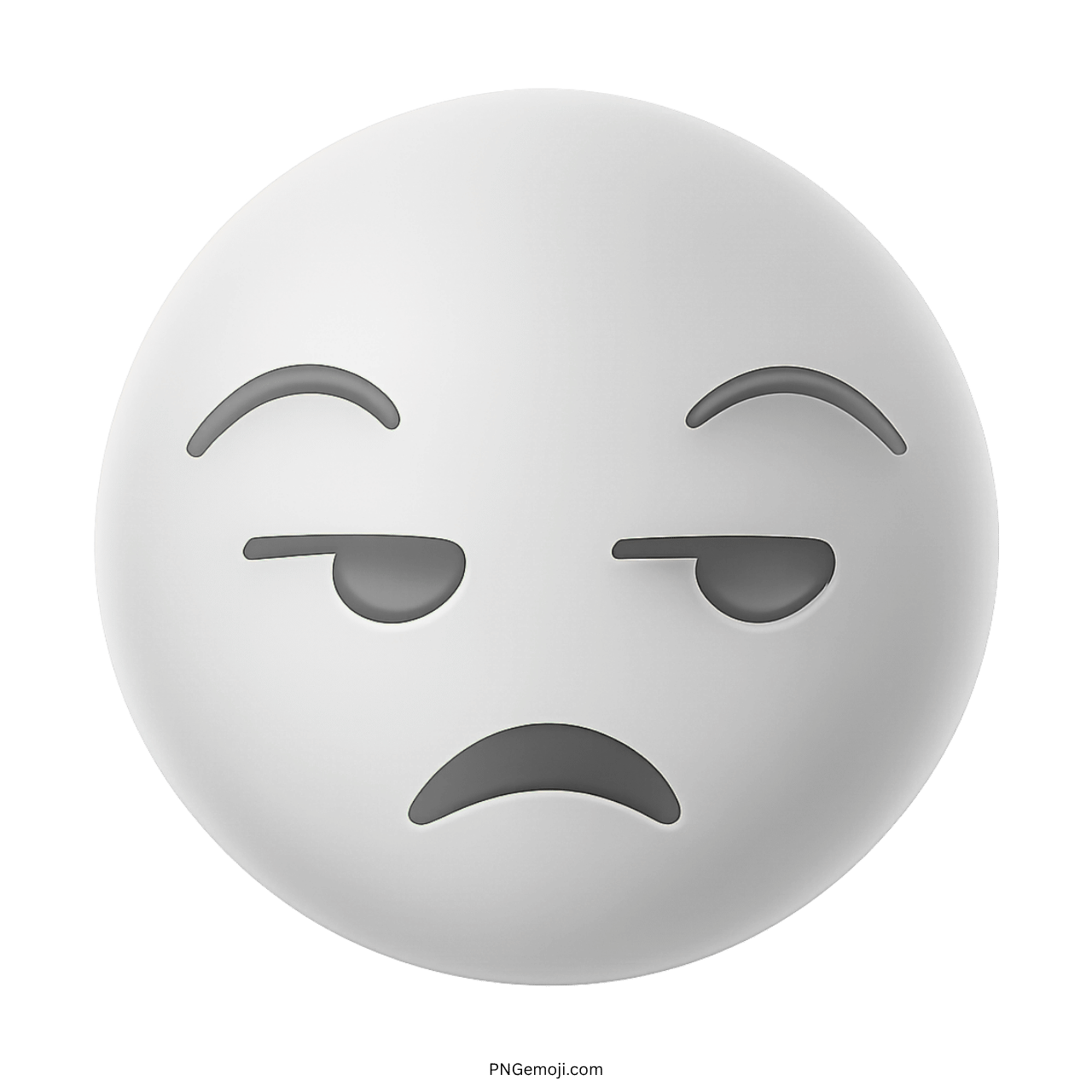 White "Meh" emoji with a sarcastic and unimpressed expression