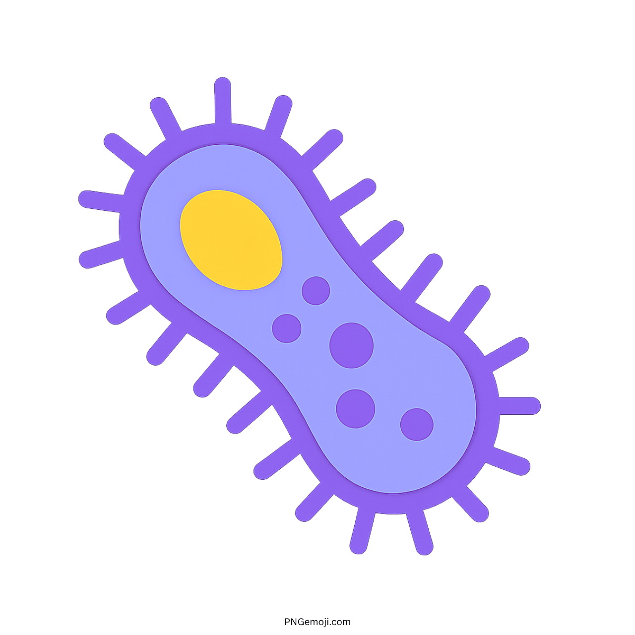  A purple microbe emoji with a yellow center and purple spikes, symbolizing bacteria or microorganisms