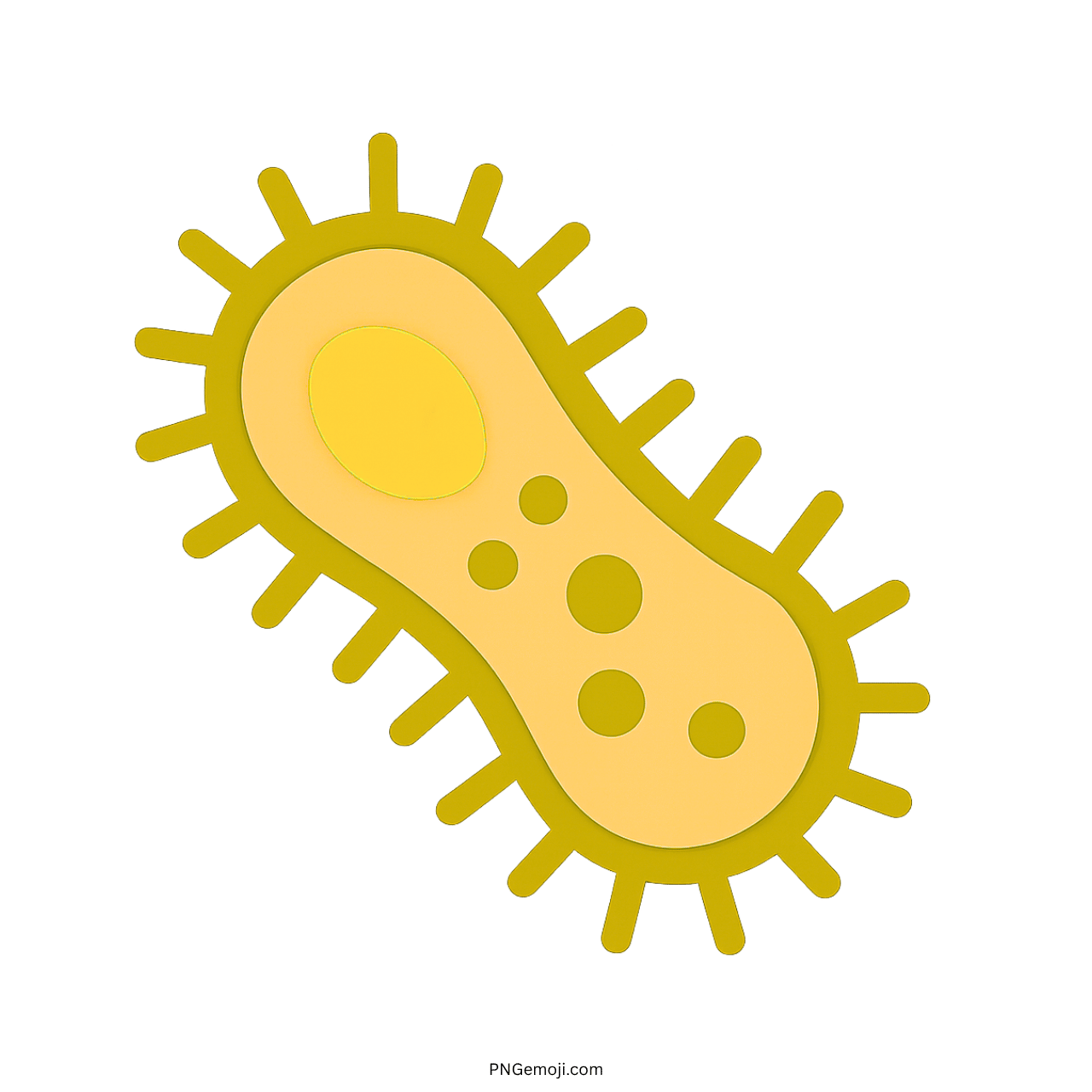 A yellow microbe emoji with a yellow center and spikes, symbolizing bacteria or microorganisms.
