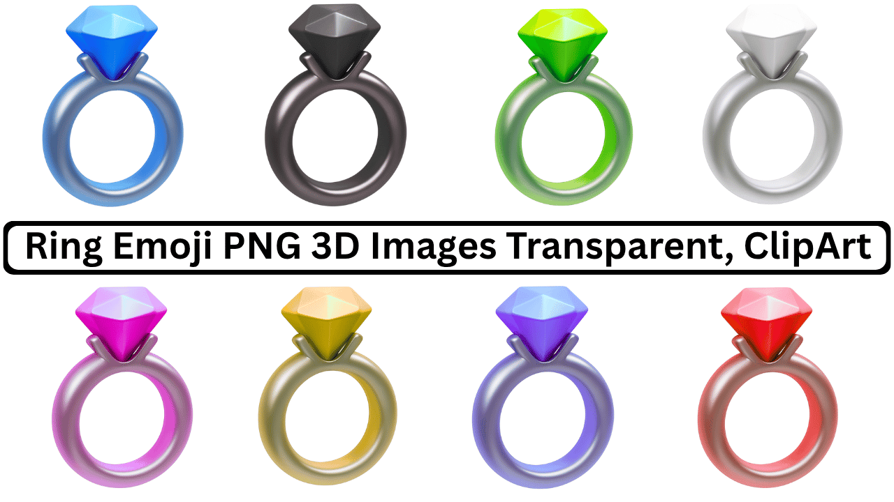 3D multicolor ring emoji PNG collection with transparent background clipart set