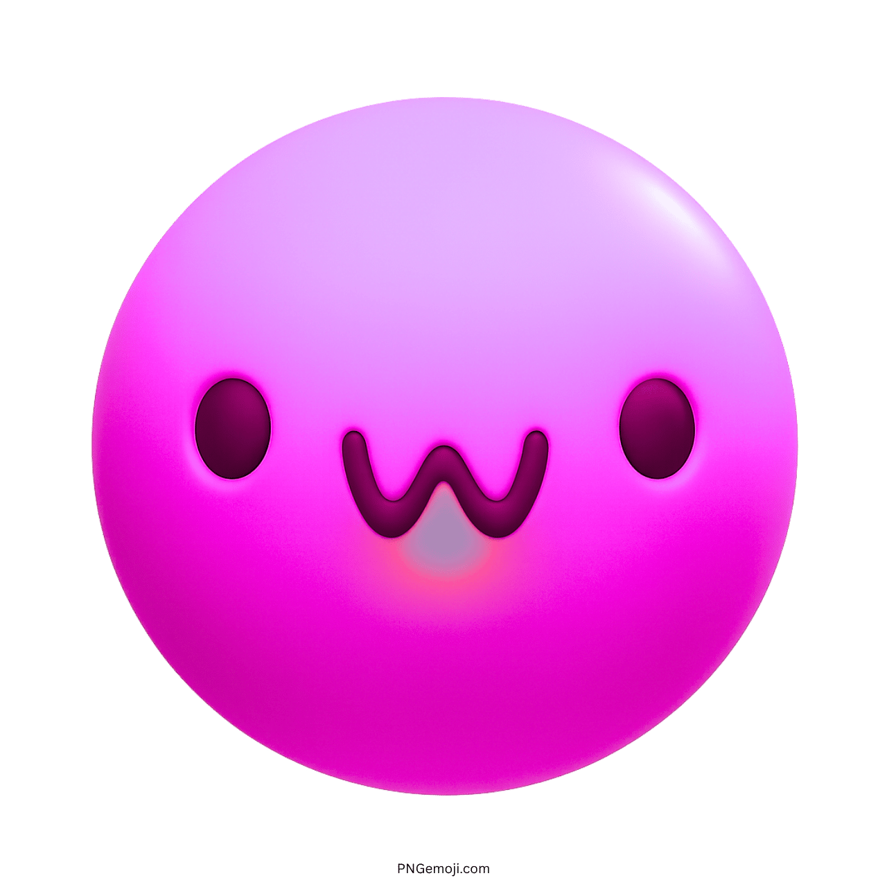 Pink 3D UwU emoji with adorable kawaii smile and blushing cheeks
