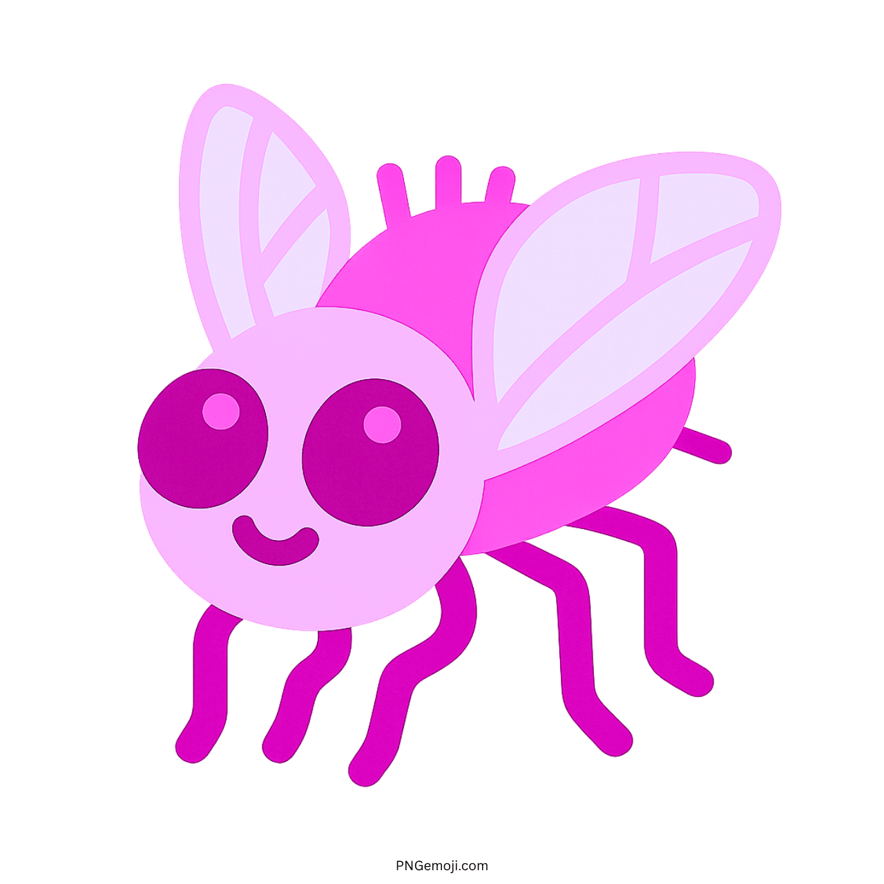 Pink fly emoji with big cartoon eyes and soft white wings clipart