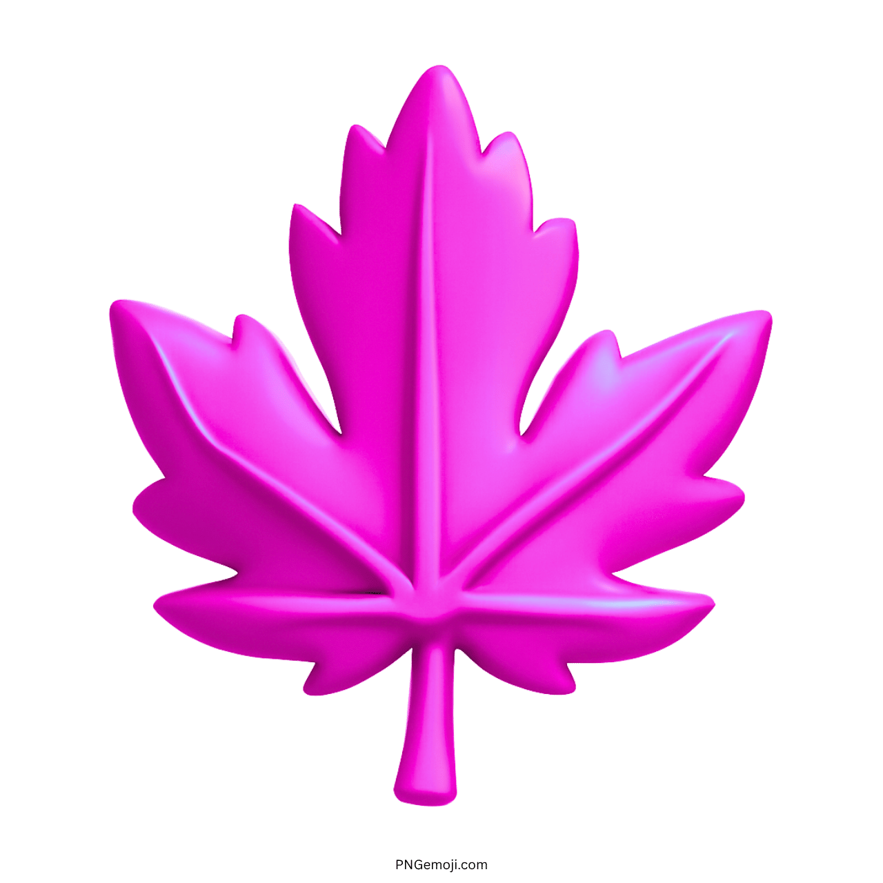3D pink maple leaf emoji PNG with transparent background for digital use