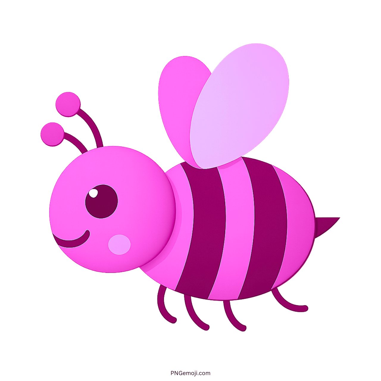  Cute pink and purple bee emoji with wings and stripes, cartoon-style illustration