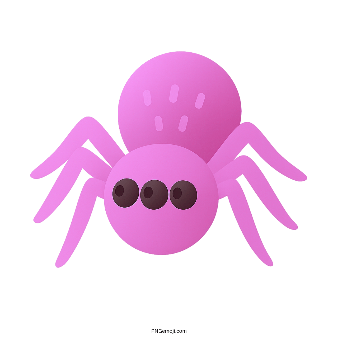 Purple spider emoji with three cartoon eyes and rounded cute body design