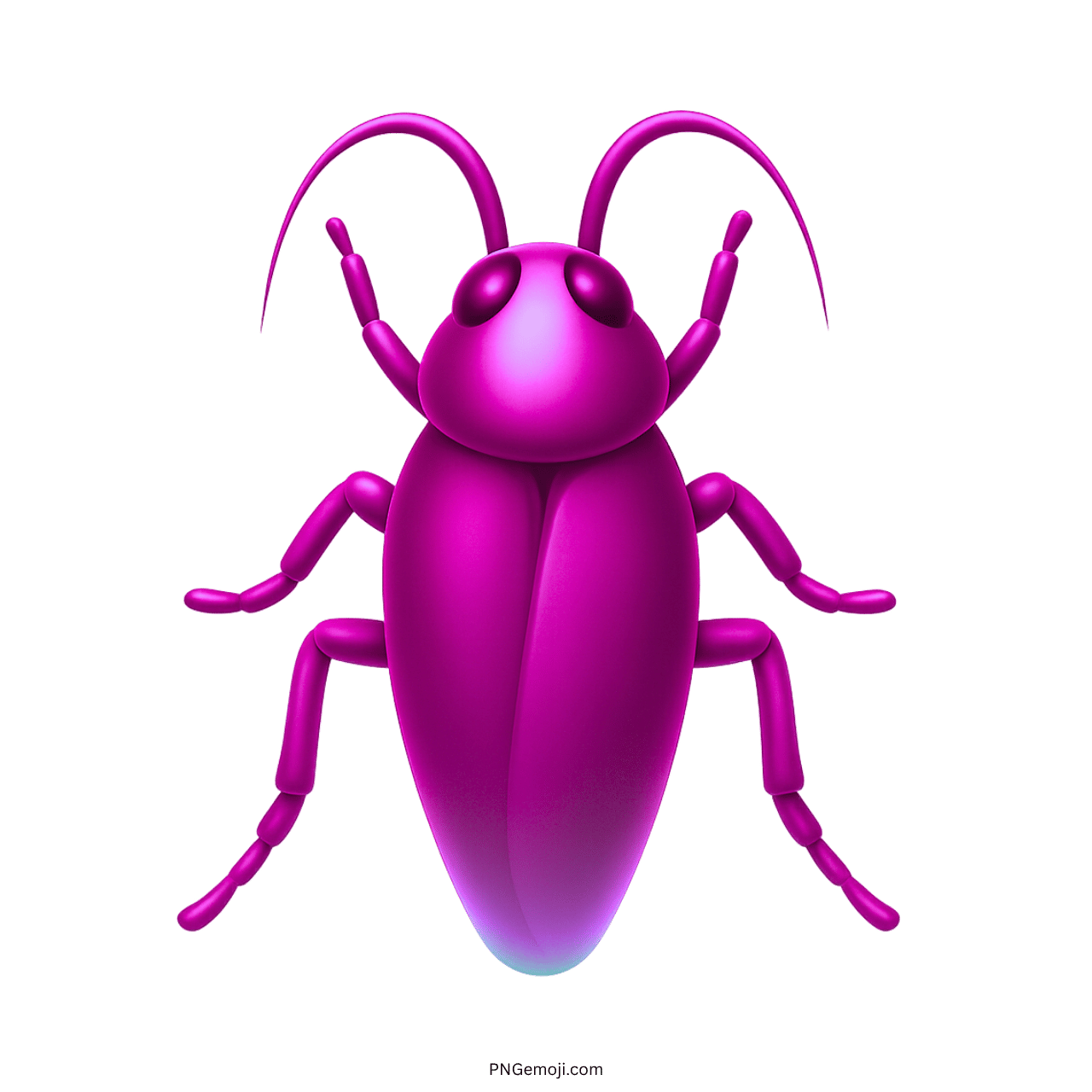 Purple cockroach emoji in 3D style with transparent background for fun design use