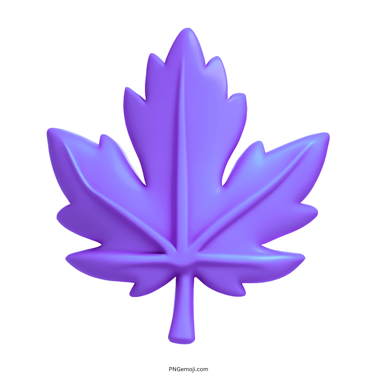 3D purple maple leaf emoji PNG with transparent background for creative use