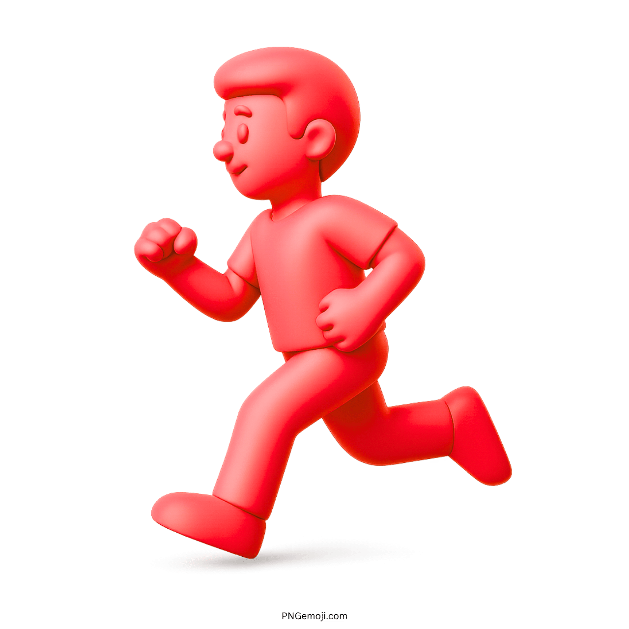 3D red cartoon running man emoji on transparent background illustration design