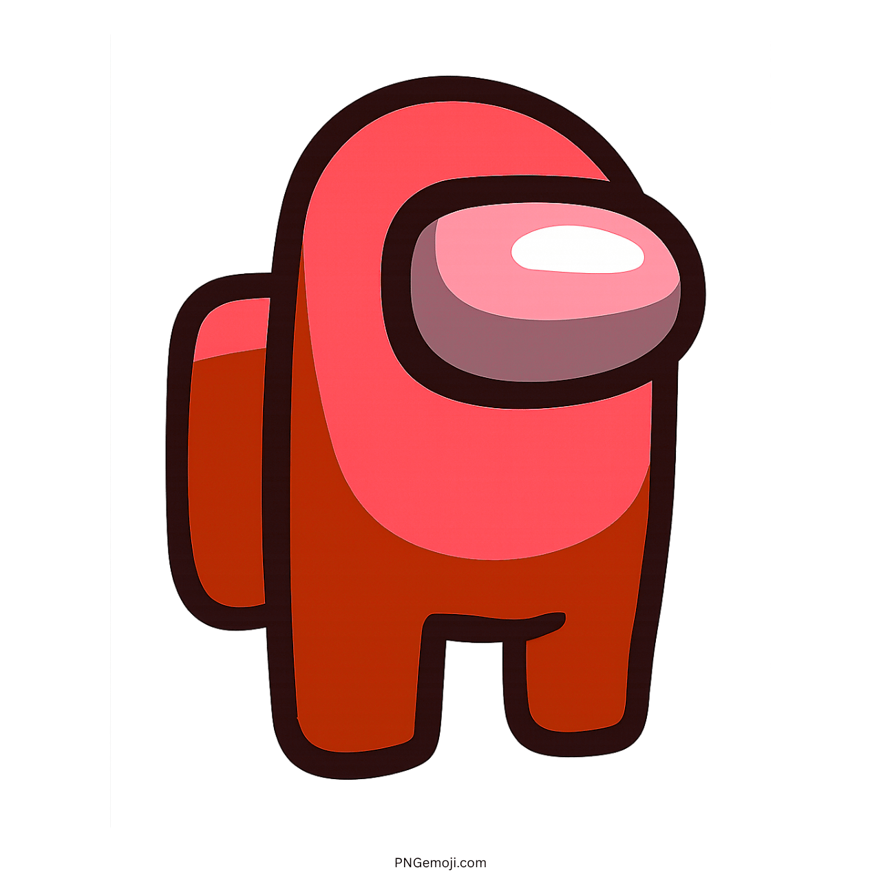 Red crewmate emoji from Among Us with a white visor, cartoonish style, and bright color.