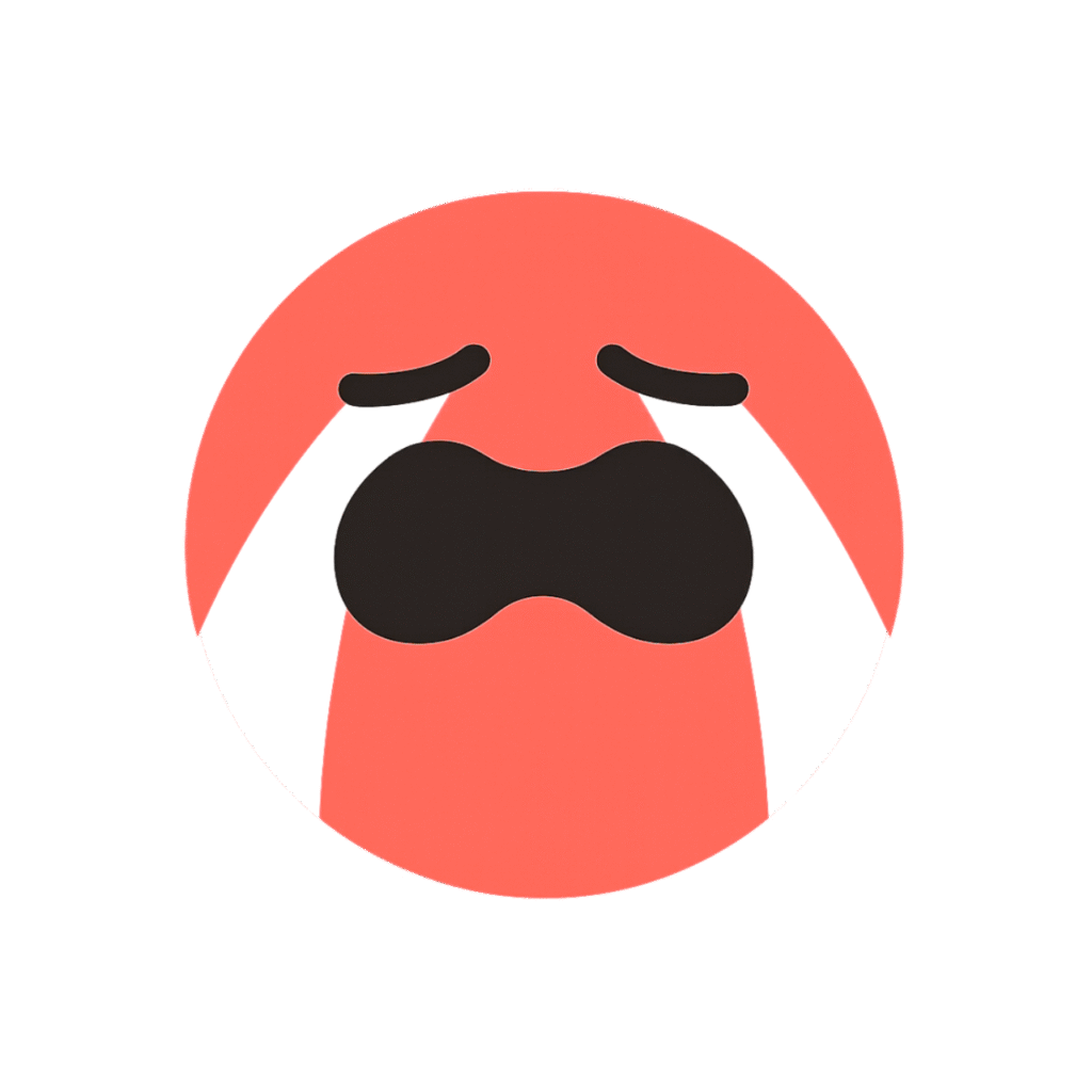 A red crying emoji, symbolizing sadness and emotional distress, used frequently in online communication to express feelings of sorrow or frustration.