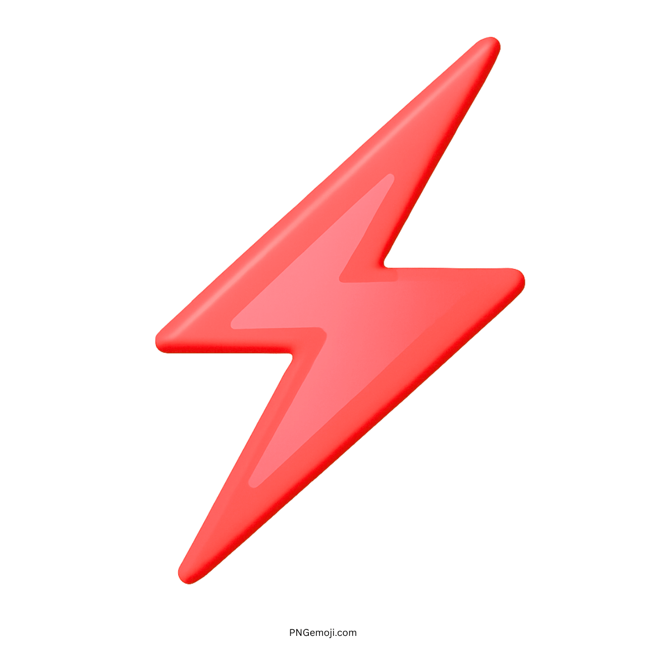 3D Red Lightning Bolt Emoji in vibrant red with a glossy finish, on a transparent background.