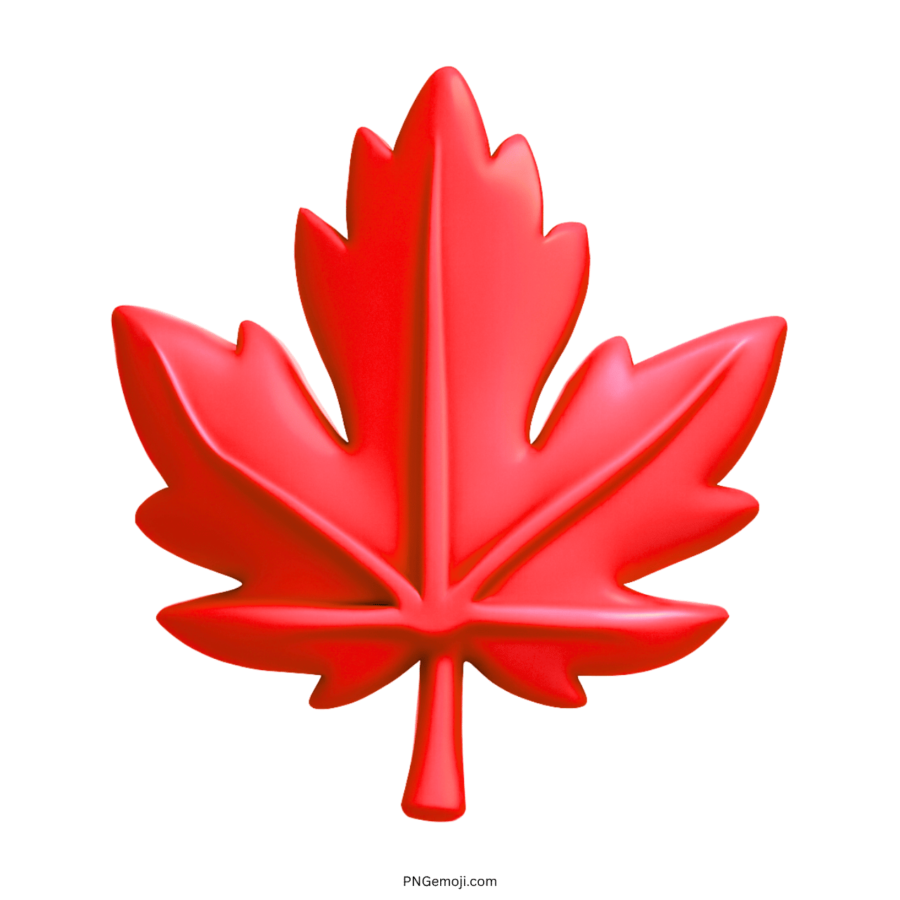 3D red maple leaf emoji PNG with transparent background for clipart and design use