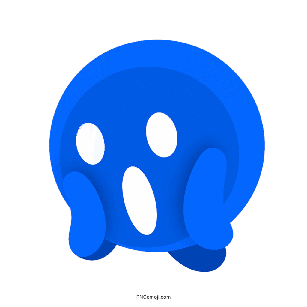 Blue "Scream" TikTok emoji with wide eyes and open mouth, expressing surprise.