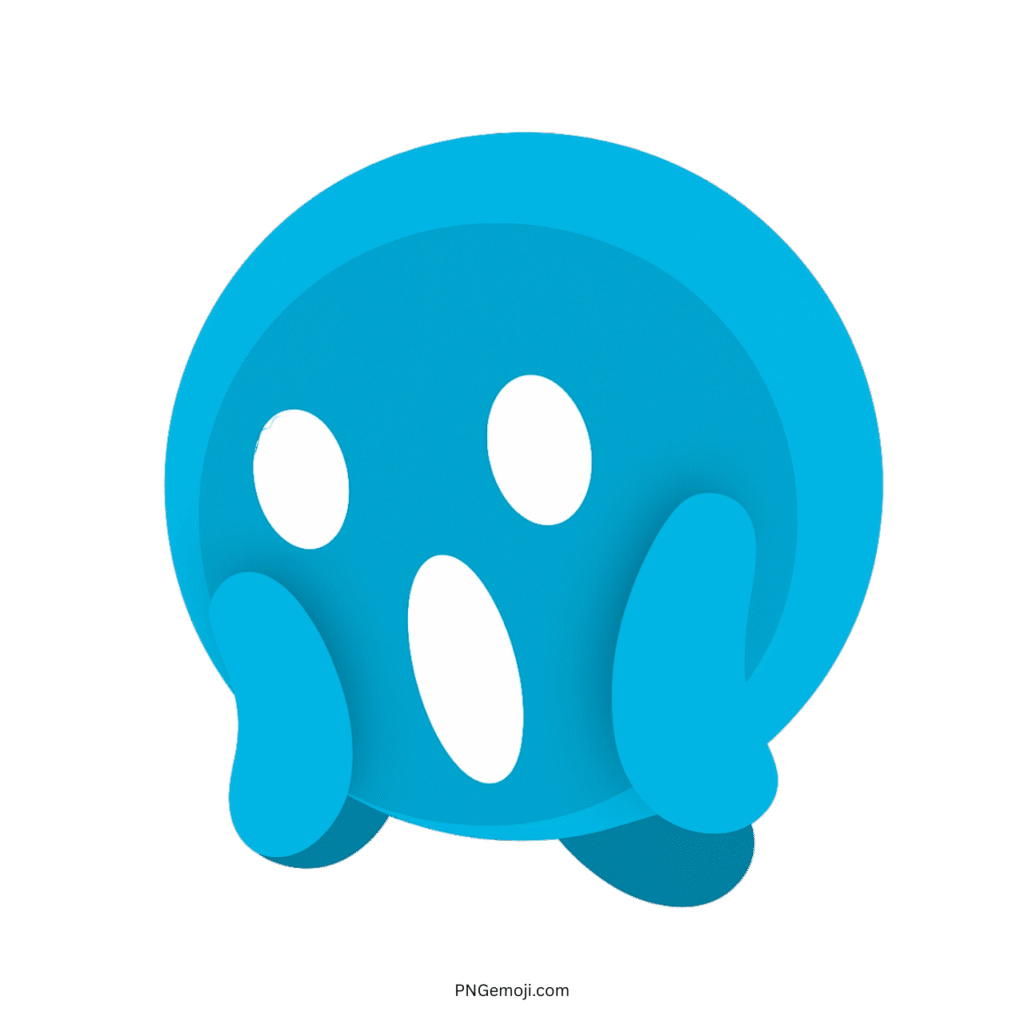  Blue "Scream" TikTok emoji with wide eyes and open mouth, expressing surprise.