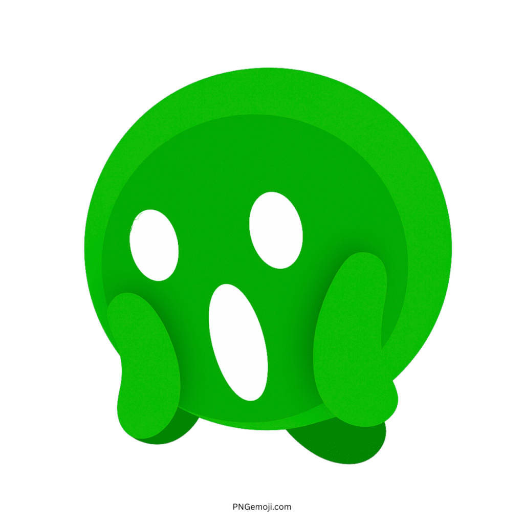 Green "Scream" TikTok emoji with wide eyes and open mouth, expressing shock.
