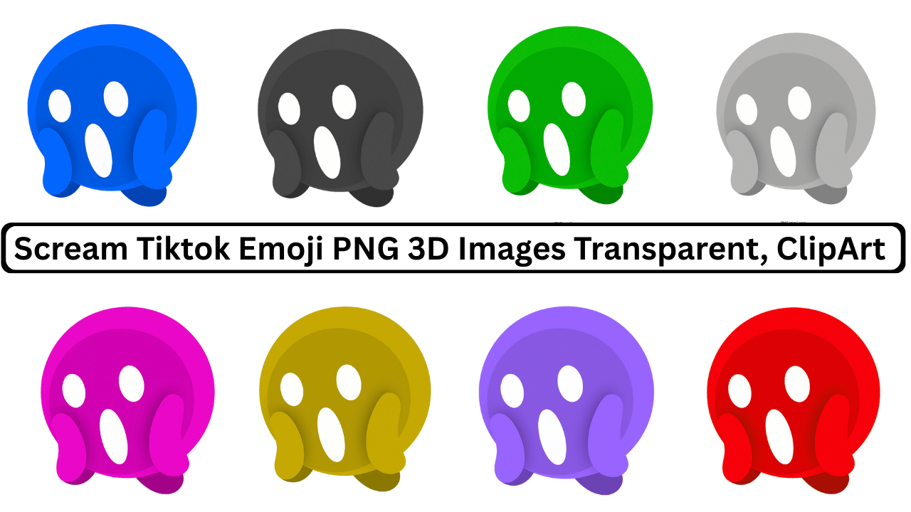 Collection of multicolor "Scream" TikTok emojis in various 3D styles on a transparent background.