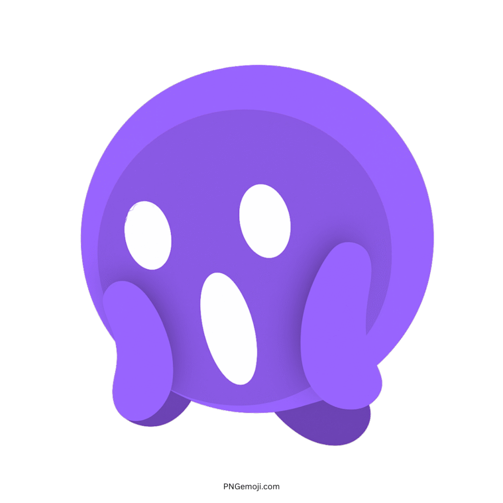 Purple "Scream" TikTok emoji with wide eyes and open mouth, expressing surprise.