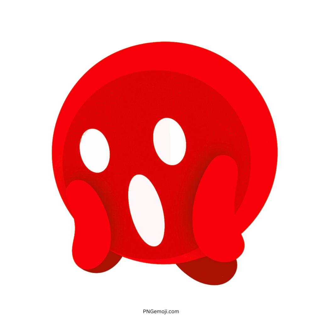 Red "Scream" TikTok emoji with wide eyes and open mouth, showing surprise.