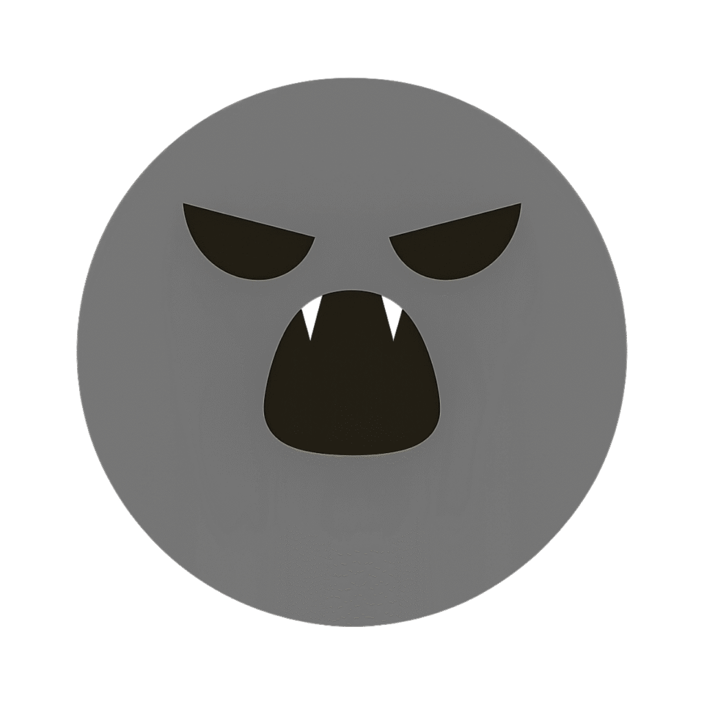  Gray shout TikTok emoji with vampire fangs showing anger expression