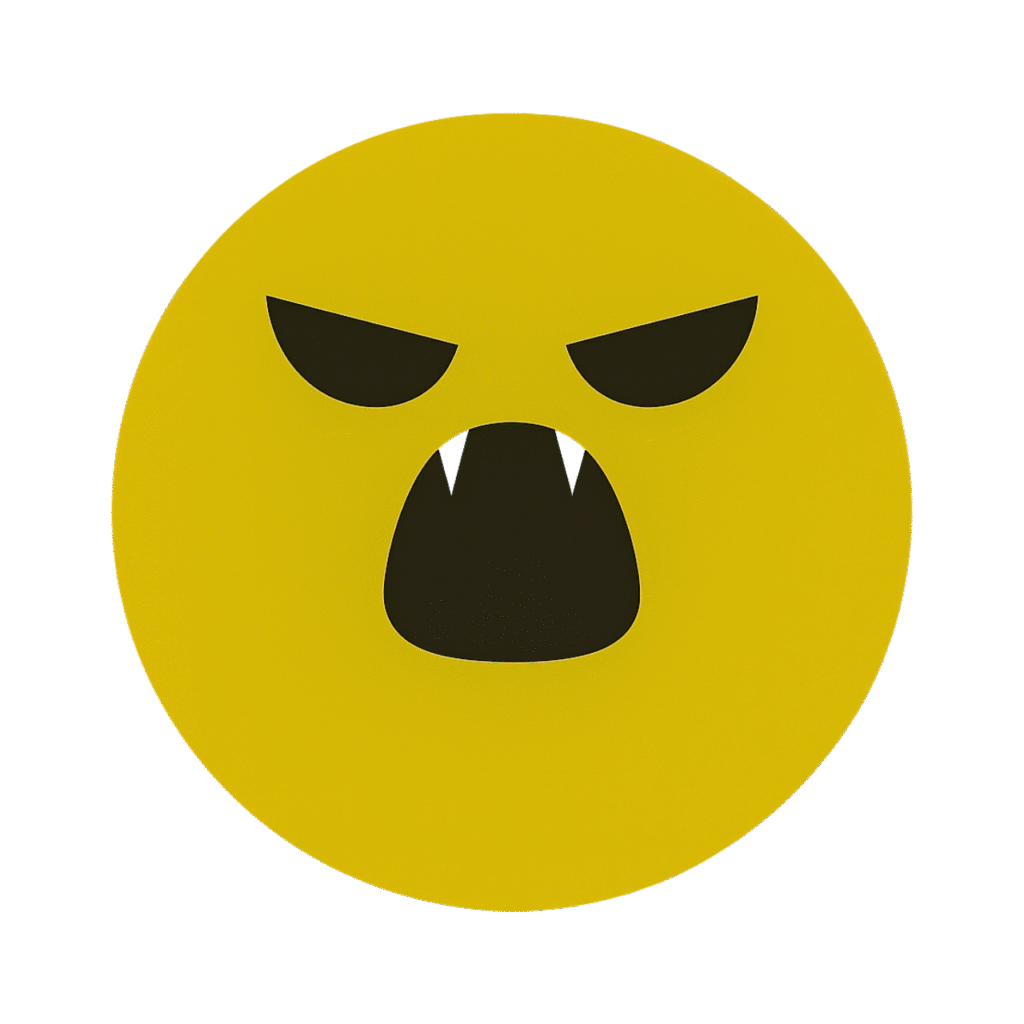  Shout emoji with a yellow face and vampire teeth, perfect for TikTok reactions.
