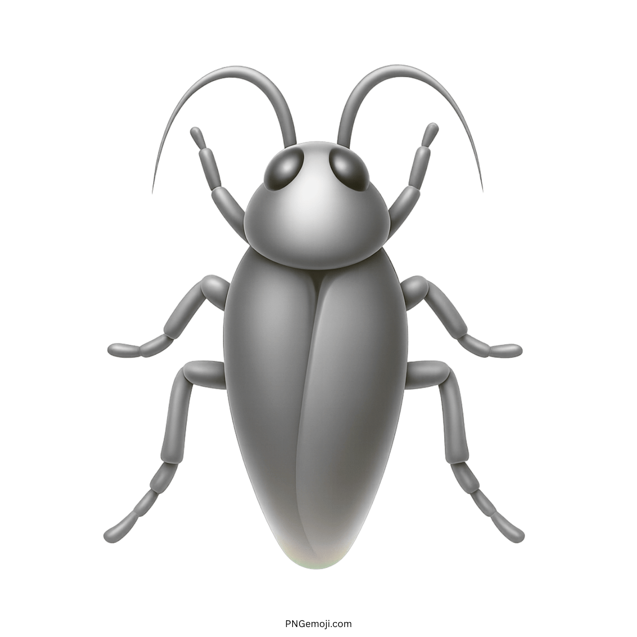 Silver grey 3D cockroach emoji with transparent background for clipart and UI design