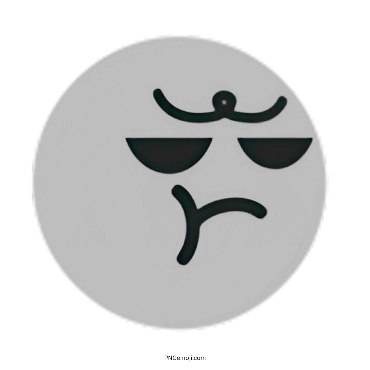 Sulk TikTok emoji grey face 3D style with transparent background and sunglasses