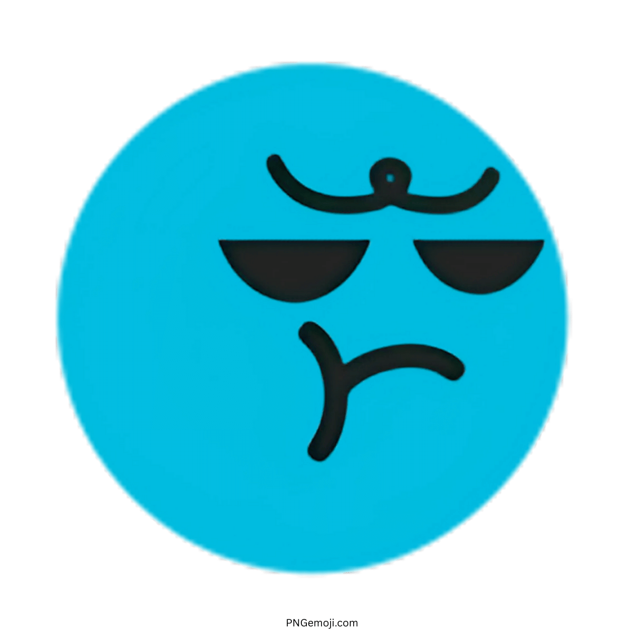 Sulk TikTok emoji light blue face 3D style with transparent background and sunglasses