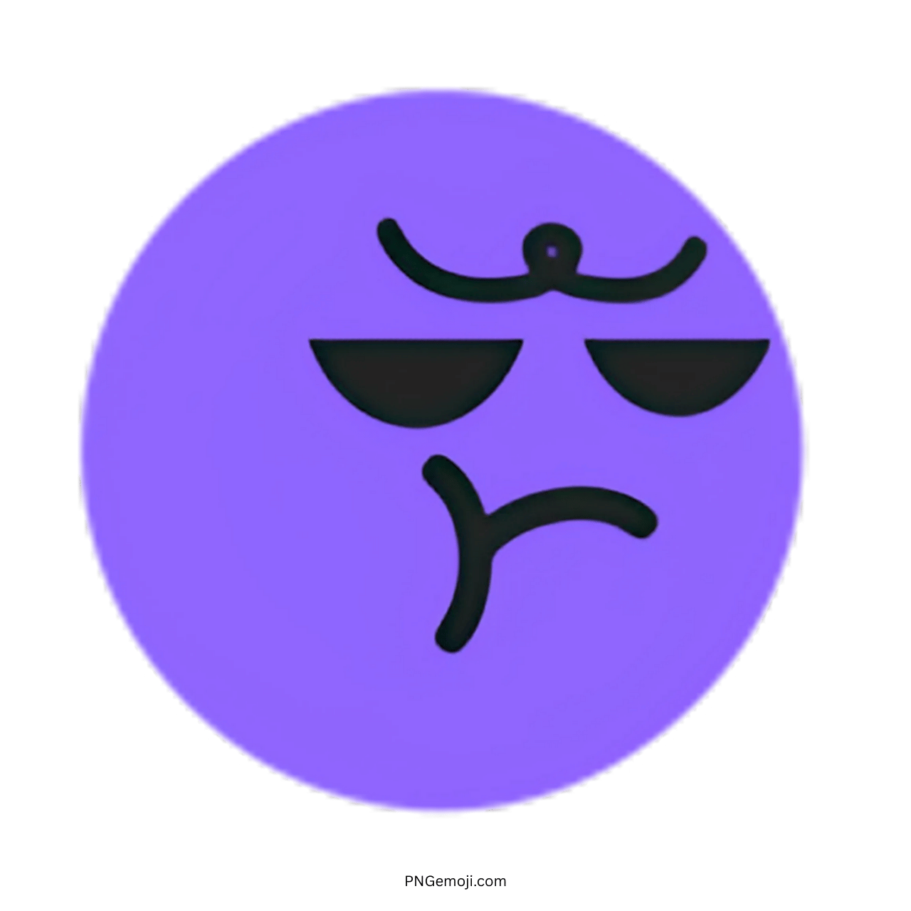 Sulk TikTok emoji purple face 3D style with transparent background and sunglasses