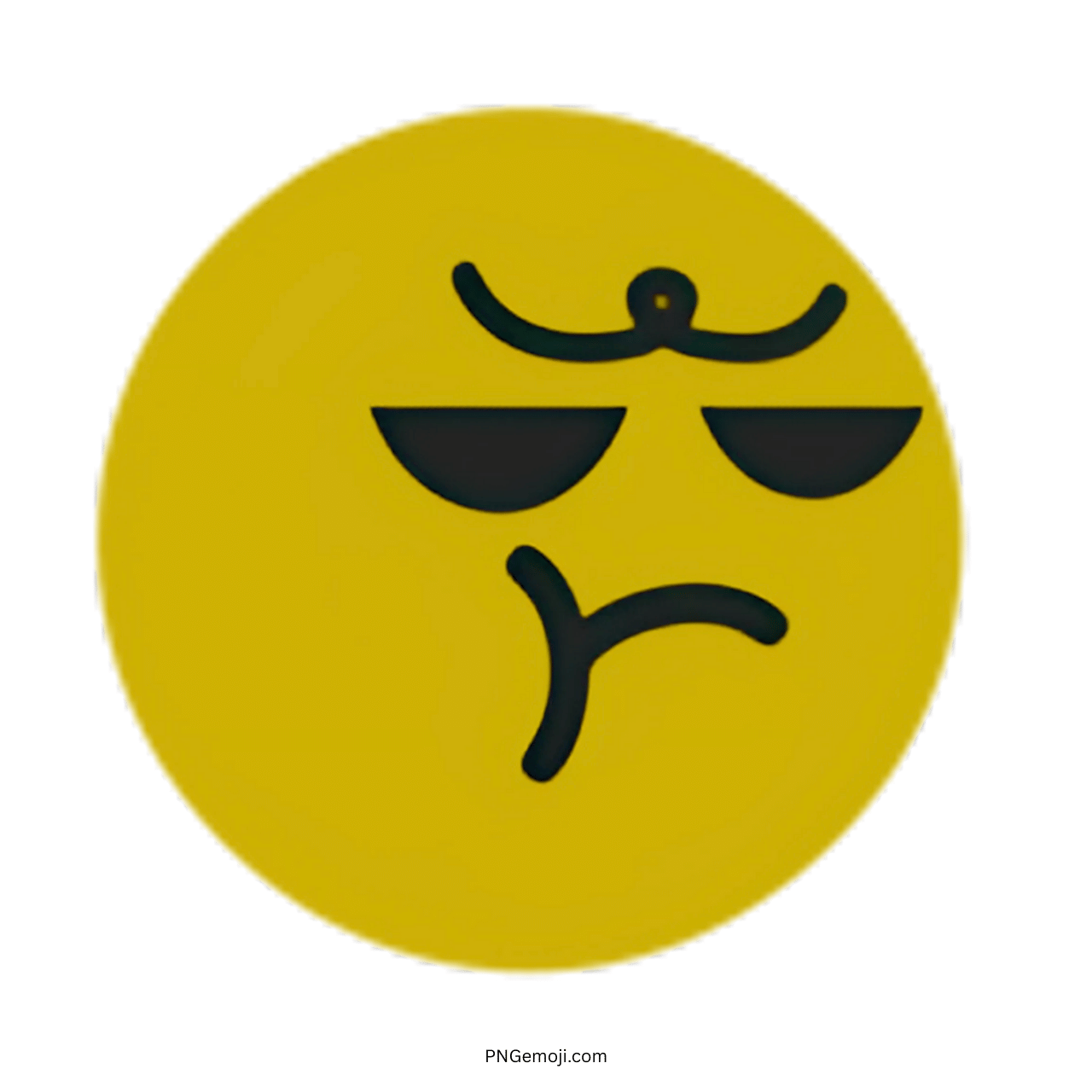 Sulk TikTok emoji yellow face 3D style with transparent background and sunglasses