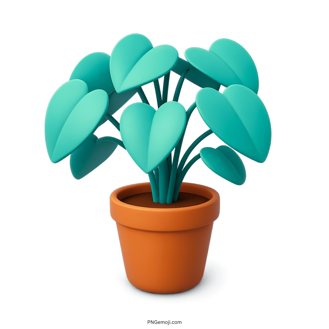 Lovely potted plant with teal heart-shaped leaves in a brown pot