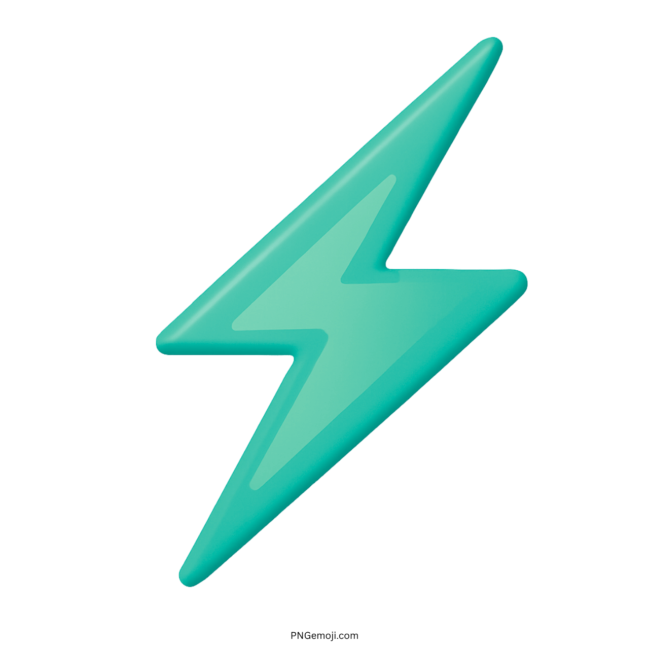 3D Teal Lightning Bolt Emoji with a glossy finish, on a transparent background