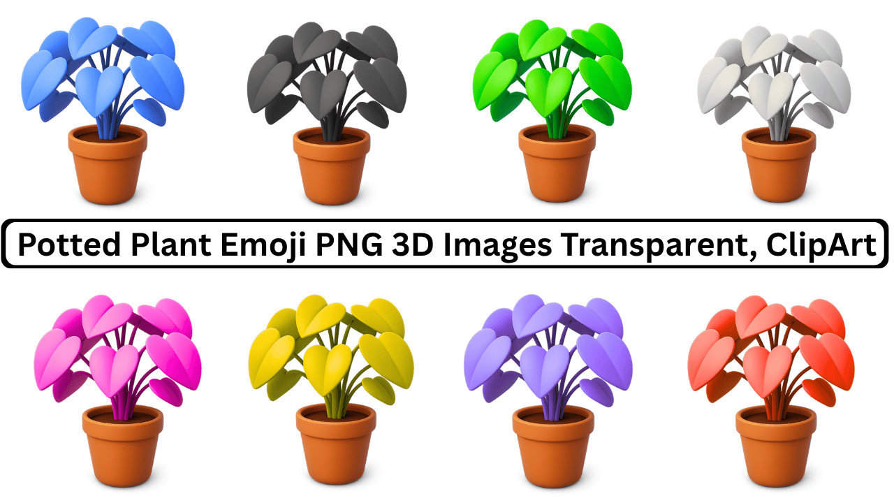 Teal potted plant with heart-shaped leaves in a brown pot emoji
