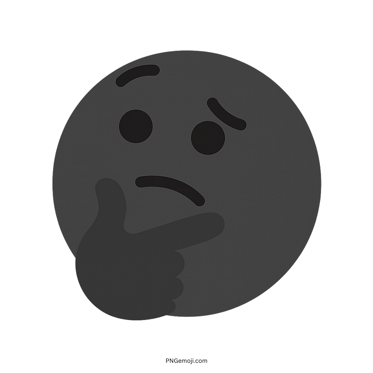 Thinking Tiktok emoji black face with hand on chin, transparent PNG clipart design