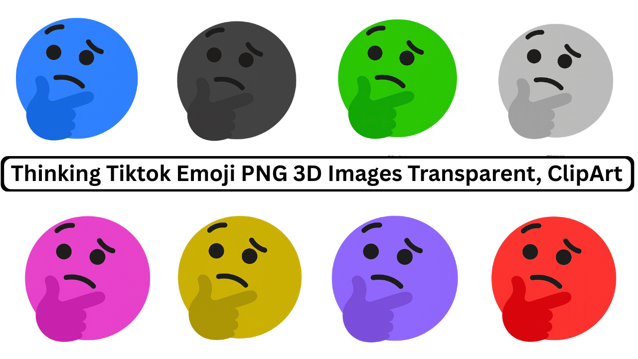 Thinking TikTok emoji set in multiple colors PNG with transparent background free download