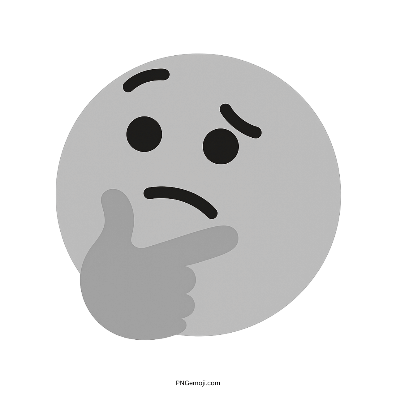 Thinking TikTok gray emoji face PNG with transparent background free to download