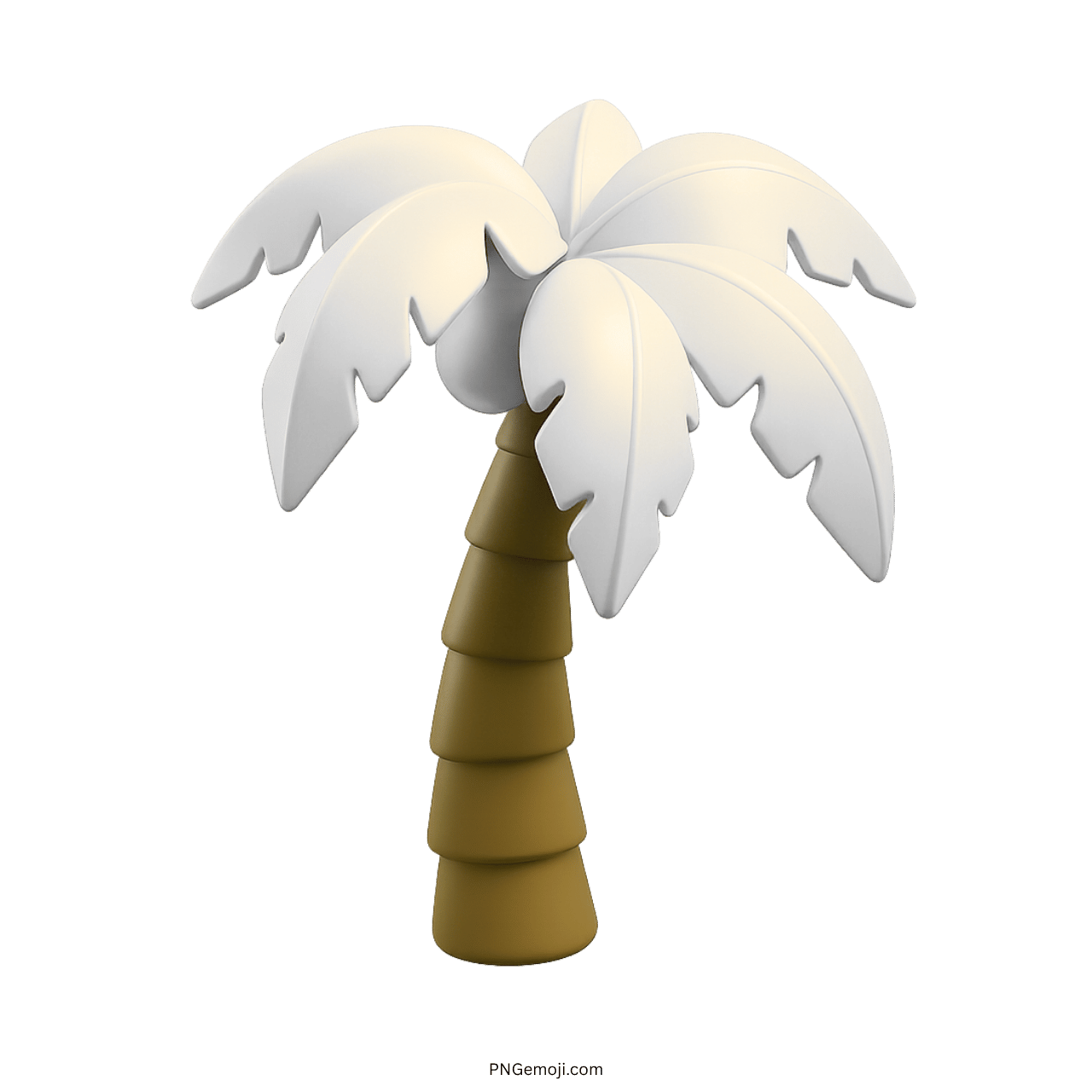 White 3D palm tree emoji with smooth tropical leaves and clean minimal design