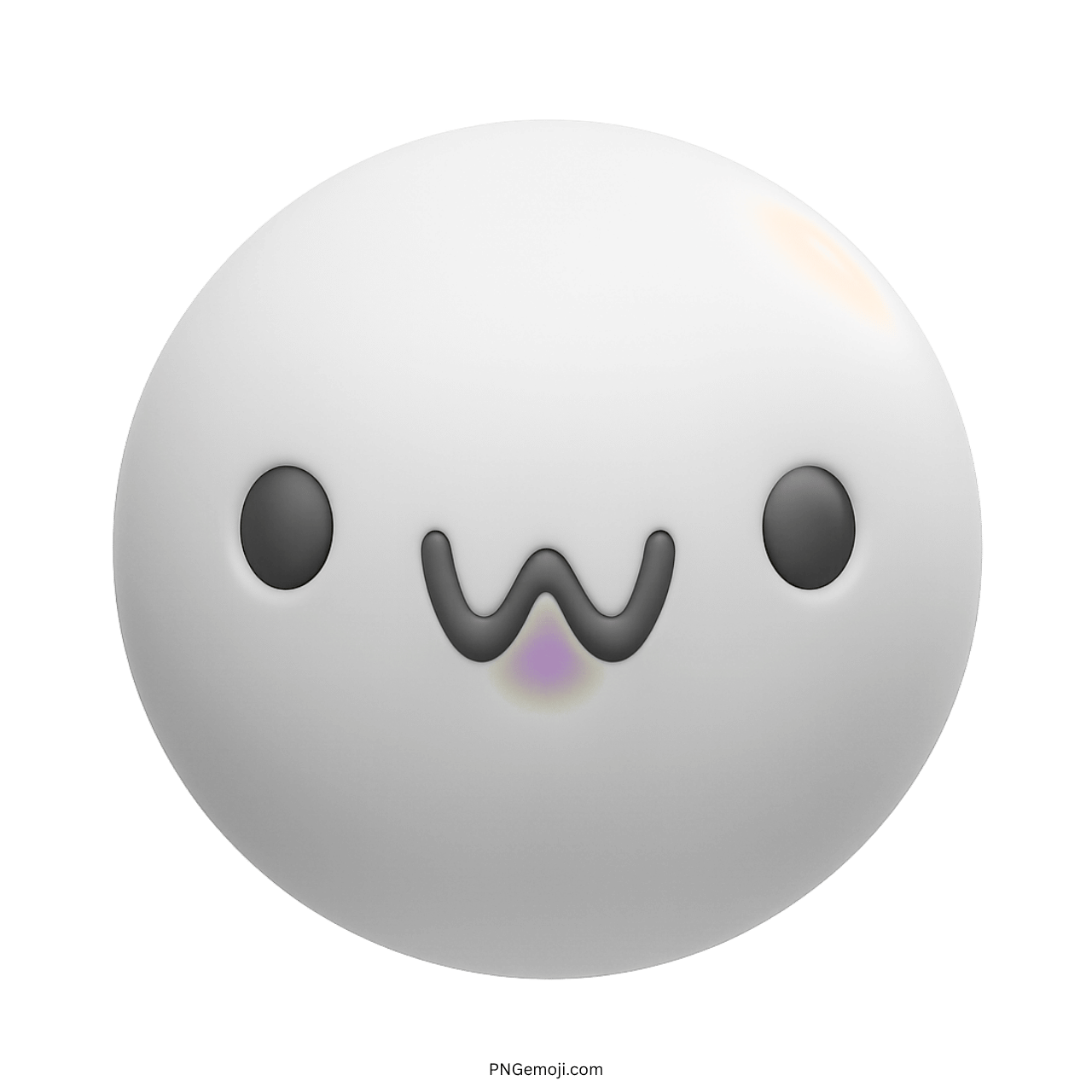 White 3D UwU emoji with kawaii expression and soft pastel blush